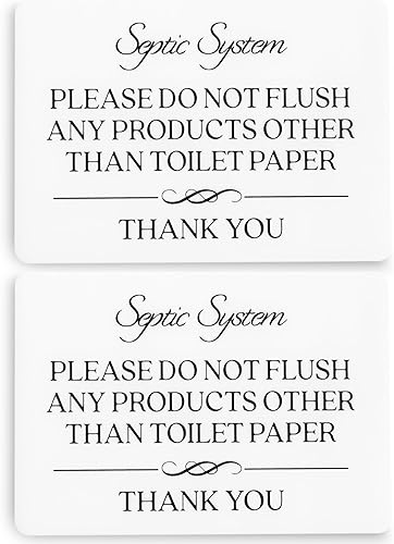 Letrero de papel higiénico con texto en inglés No ras (acrílico blanco de 5 x 3.5 pulgadas), letrero de papel higiénico seguro para el séptico,