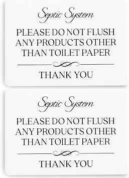 Septic System Do Not Flush Toilet Sign 2 Pack - Airbnb Essentials for Hosts