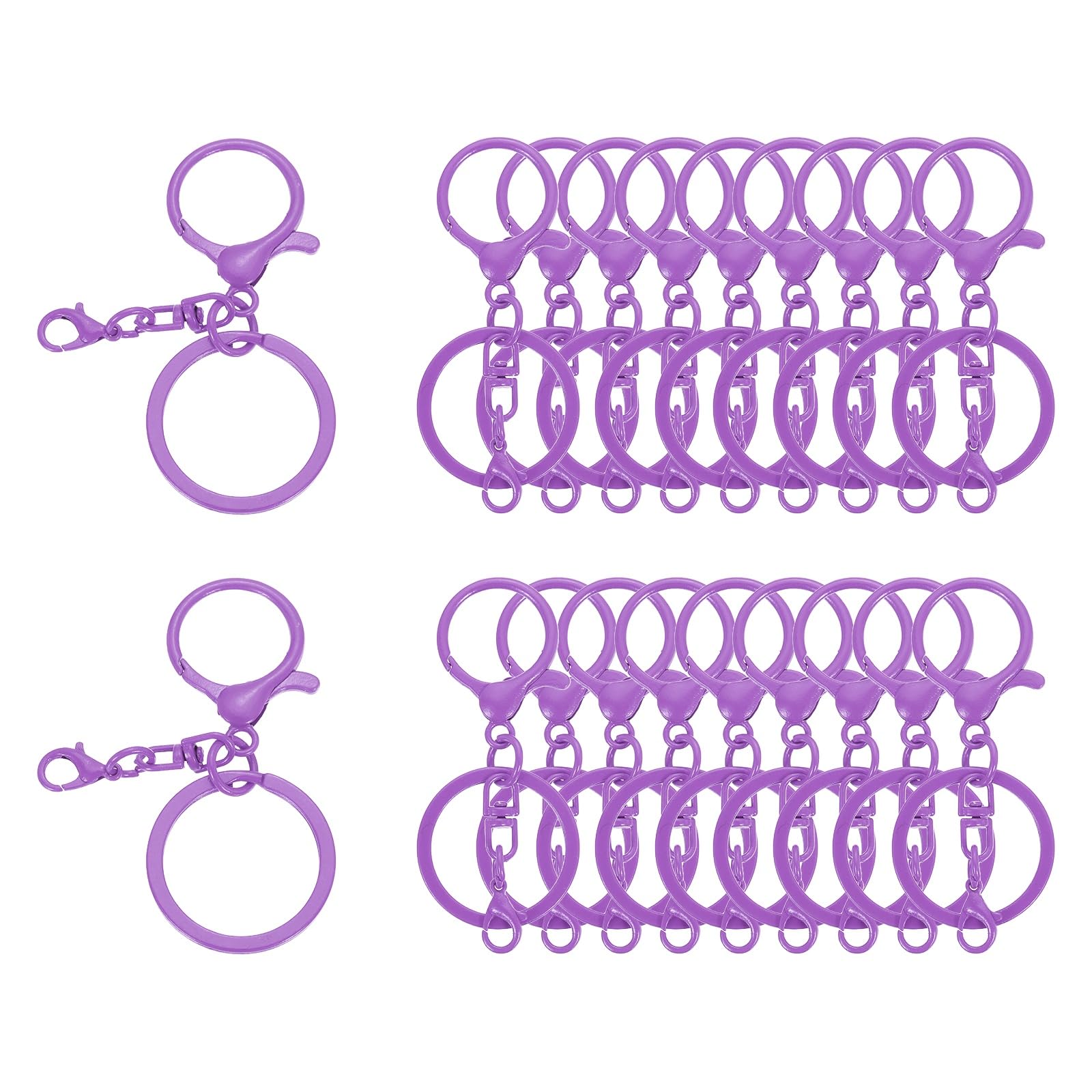 sourcing map 20 Pcs Large Lobster Claw Clasps with Key Rings, Colorful Keychain Clip Hooks Bulk for Bag Purse Charm Key Chain Supplies DIY Crafts, Purple