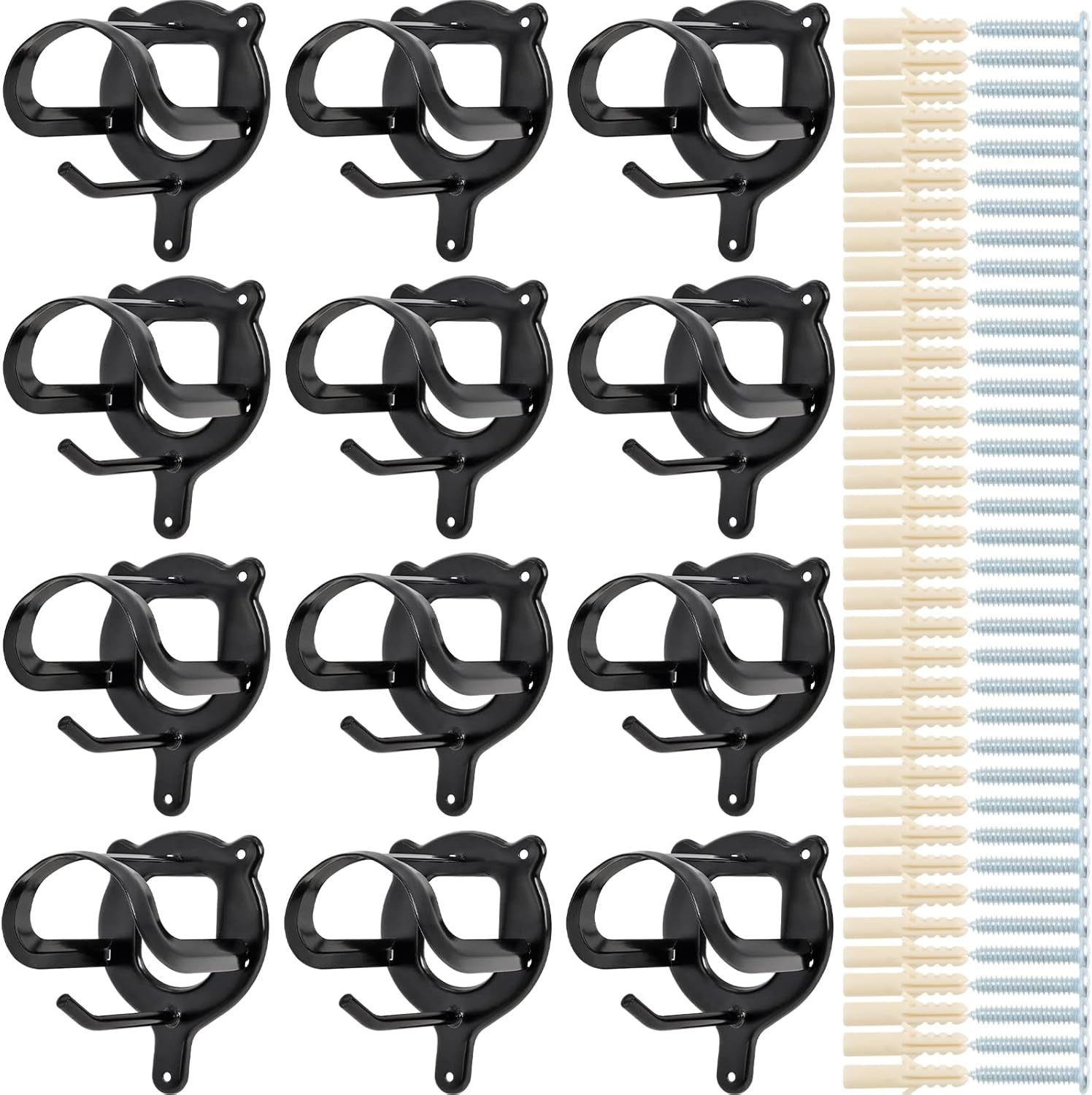 Swess 12 Counts Horse Bridle Rack, Bridle Bracket Bridle Hooks with Tubes and Screw, Horse Tack Storage Halter Hanger Metal Bridle Holder for Tack Room,Horse Blanket Rack,Bridle Holder Wall Mount