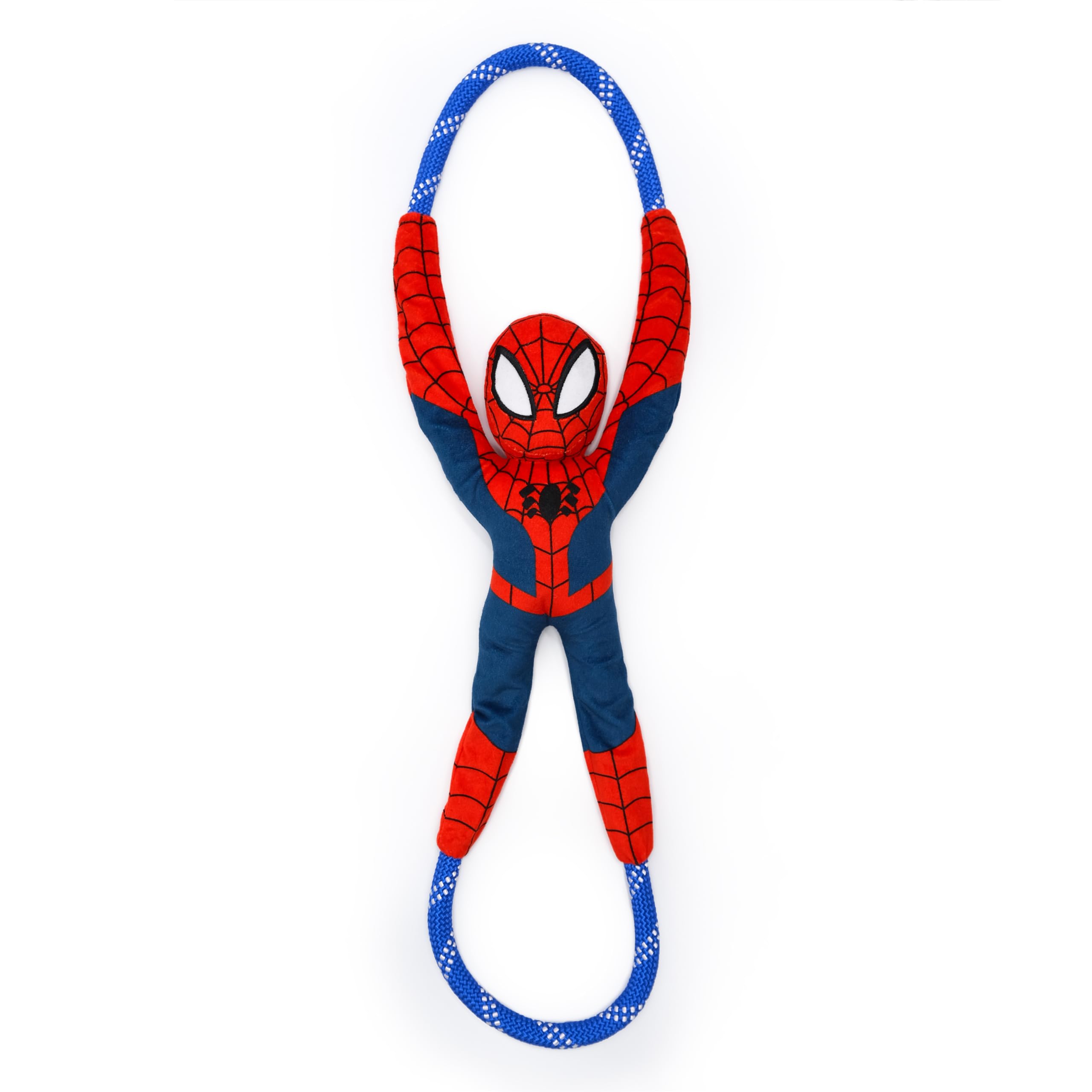 ZippyPaws Marvel RopeTugz - Durable Rope Tug of War Dog Toy, Squeaky Chew Toy for Small, Medium, & Large Breed Dogs & Puppies - Spider-Man