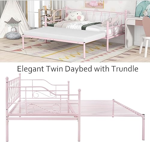 Miniatura 10 de Sofá cama individual con nido, marco de cámara de plataforma de metal moderno, sofá cama resistente para sala de estar, soporte de listones