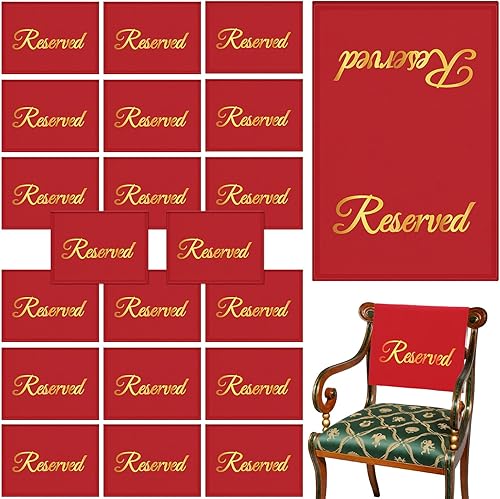 Paquete de 20 letreros de asientos reservados para sillas reservadas, letreros de iglesia reservados, paños reservados para bodas, reuniones o
