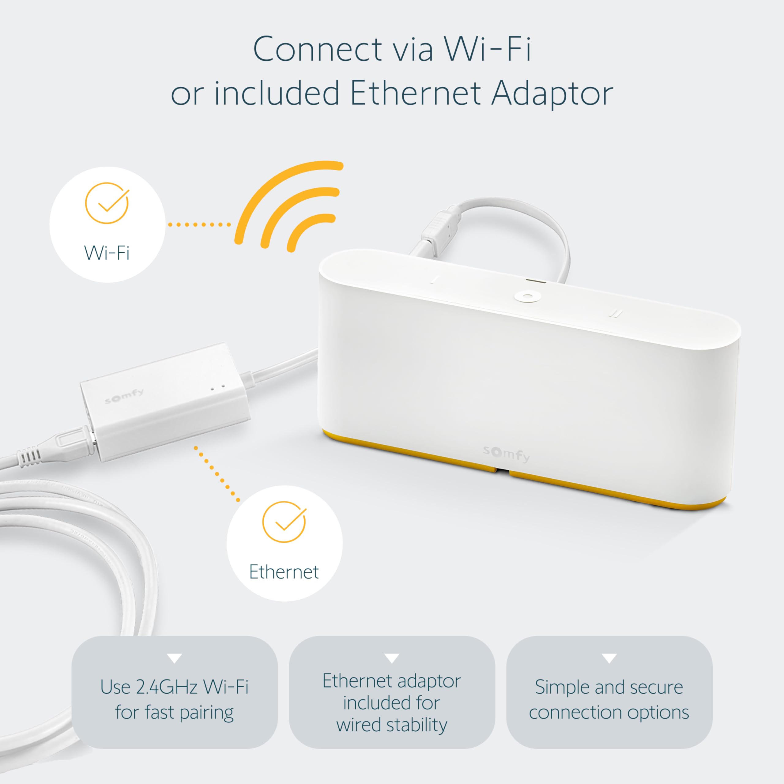Somfy Tahoma 1871037 Hub de Commutation pour Moteurs RTS – Application et Commande vocale – Scènes et horaires – Comprend Un Adaptateur Ethernet – Compatible avec Les Stores motorisés somfy