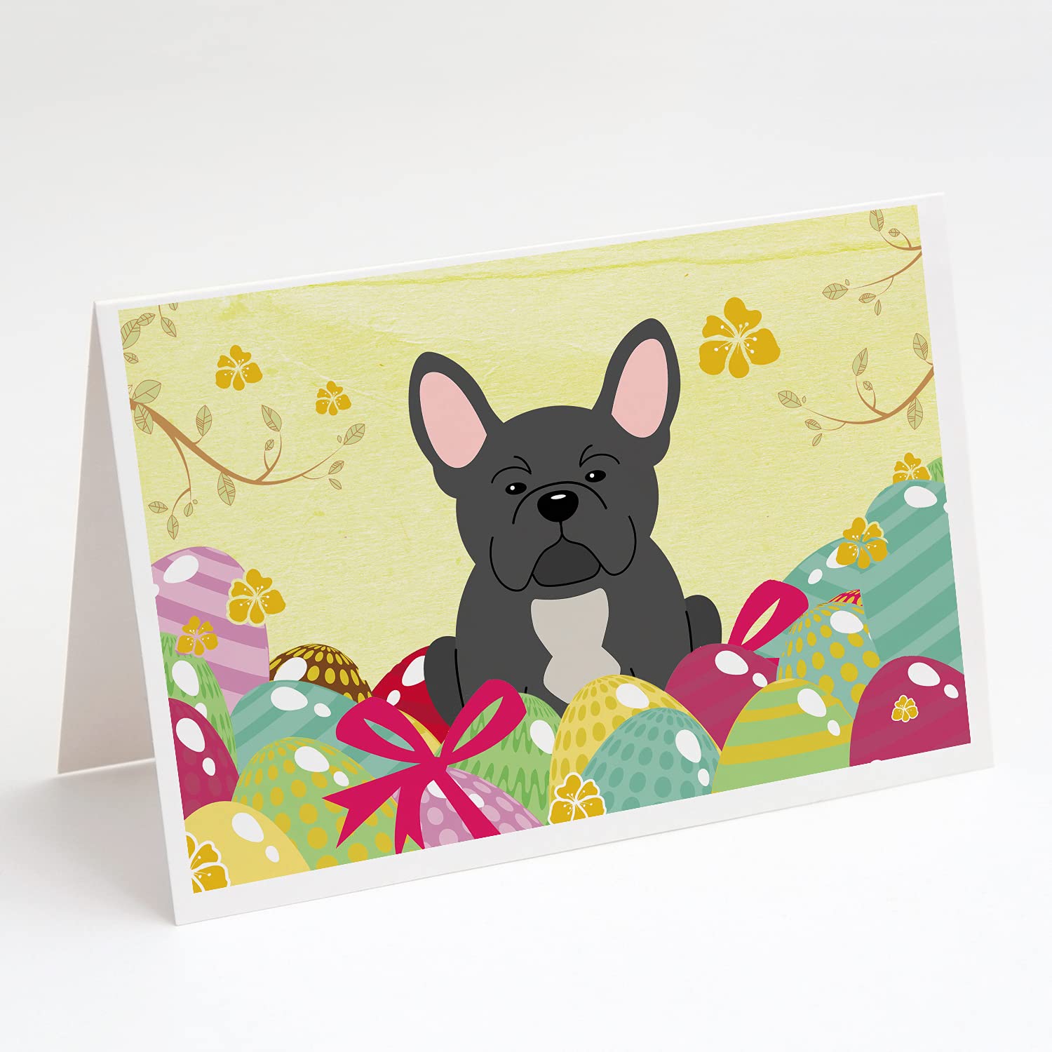 Caroline's Treasures Lot de 8 cartes de vœux et enveloppes Motif bouledogue français Noir