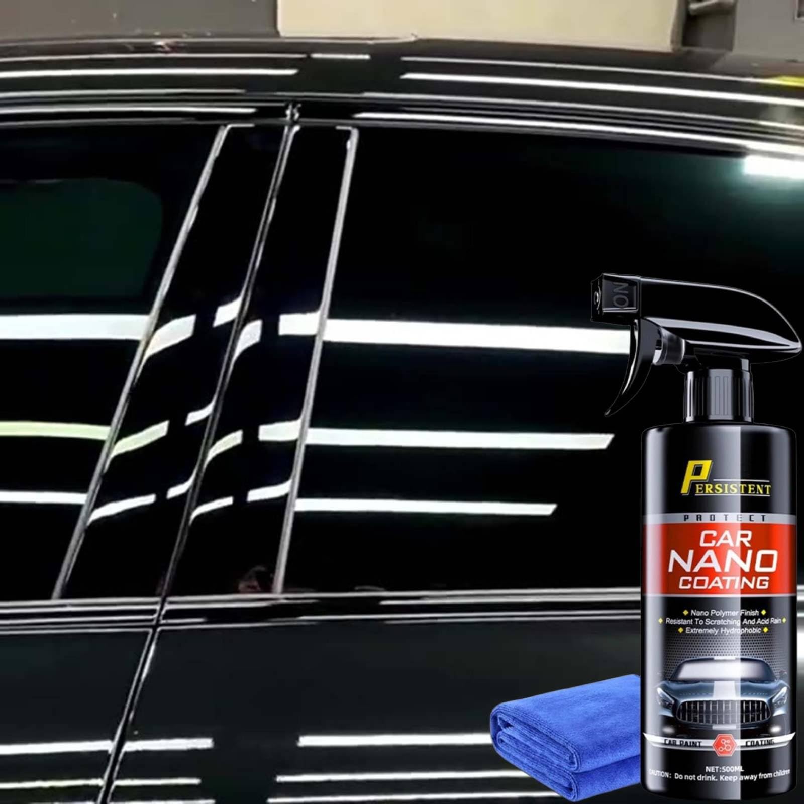 Quick Effect Coating Agent, Nano Quick Coat Restore, Nano Spray Auto, Autoscheiben Versiegelung mit Mikrofasertuch, 3 in 1 Hochschutz-Auto-Beschichtungsspray für Glanz und Schutz (3PC)
