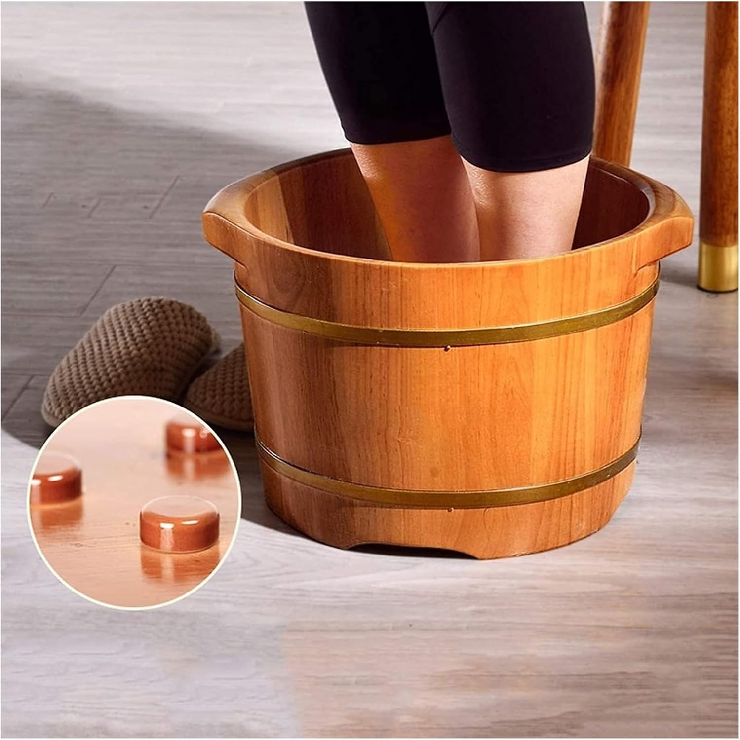 Wooden Foot Basin,Wood Foot Tub, Wooden Foot Basin Wooden Foot Basin,Solid Cedar Wood Foot Basin Tub Bucket for Foot Bath,Pedicure Bowl Spa Massage Wooden Foot Tub, (Multi colored)