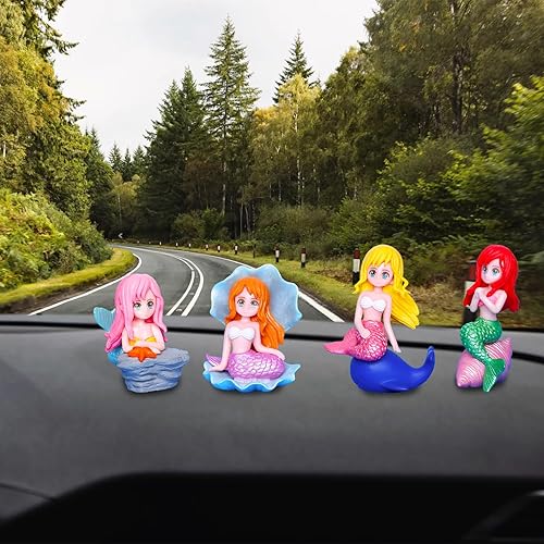 Miniatura 5 de 4 figuras de sirena en miniatura, mini sirena para accesorios de jardín de hadas, decoración de acuario de pecera, decoración de pasteles,