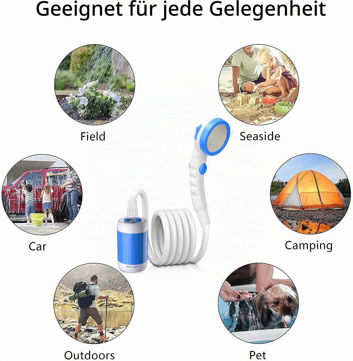Laserbeak Portable Shower Camping Outdoor Shower Electric Hand Shower Electric Shower Camping Built-in Shower 5000 mAh Rechargeable Shower with Large Capacity for Indoor or Outdoor Shower