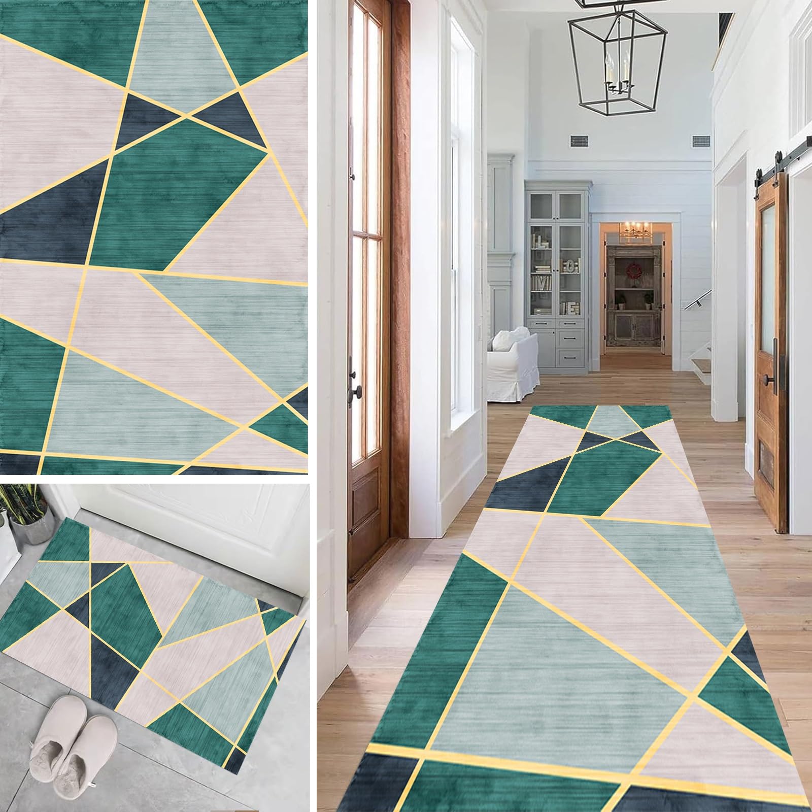 Alfombras de cocina de 50x330 cm pasillo larga impermeable gris