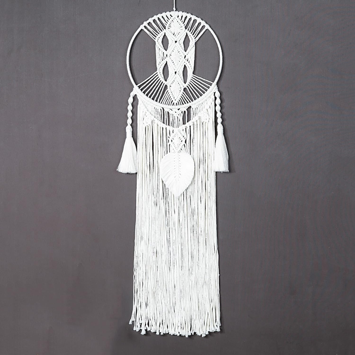 Atrapasueños Macramé para Dormitorio, Decoración De Pared Atrapasueños para Adultos, Colgante Bohemio Grande con Hojas Y Borlas Tejidas, Adorno Decoración Hogar, Regalo Artesanal, 30 * 100cm