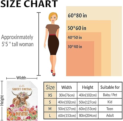 Miniatura 9 de Mercuryelf Manta de vaca Highland, suave, mullida y cálida, manta de franela de 50 x 60 pulgadas para sala de estar, sofá, bonito regalo beige para