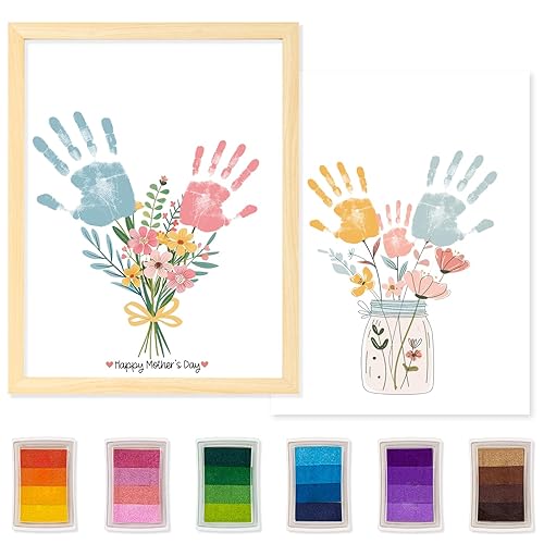 CLUSIVC Mother’s Day Handprint Flower Craft Kit for Kids –