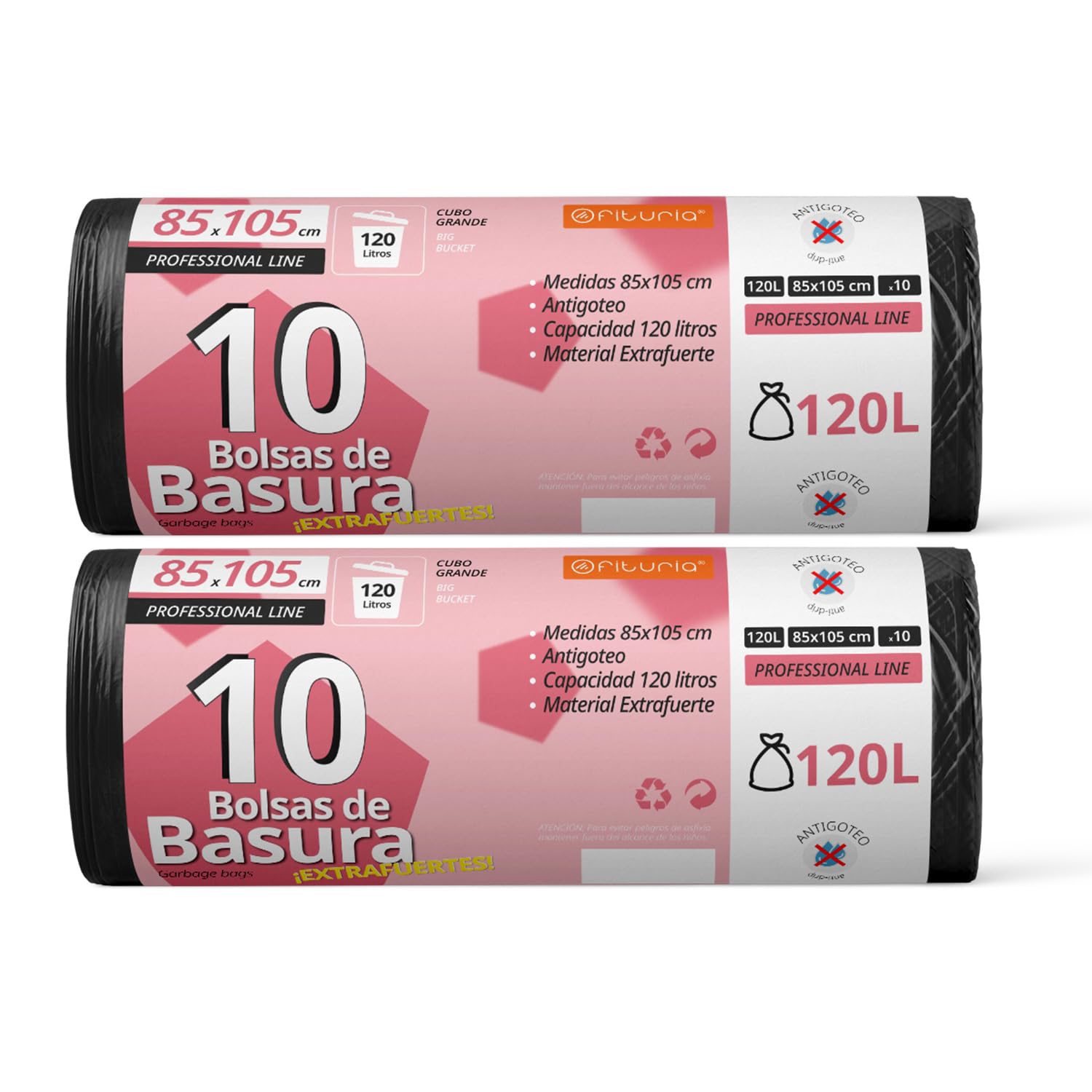 Trash Bags, Trash Bags 120L, Durable, Suitable for 120L Trash Bins, Leakproof, Large Plastic Trash Bags, Suitable for All Types of Waste, 85 x 105 cm – Ophituria (20 Bags, 120L)
