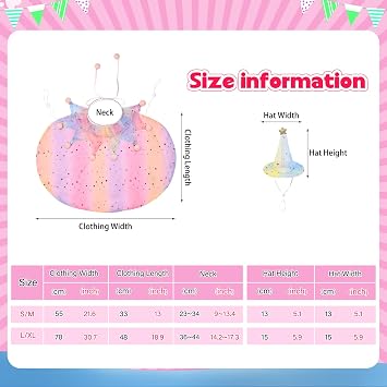 Dog Pink Rainbow Cape Costume Puppy Clothes, Funny Pet Cosplay Party Halloween Birthday Outfit, Adjustable for Small Medium Large Dogs,SM