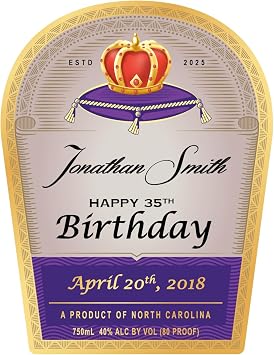 Personalized Happy Birthday Label to fit Crown Royal Bottles