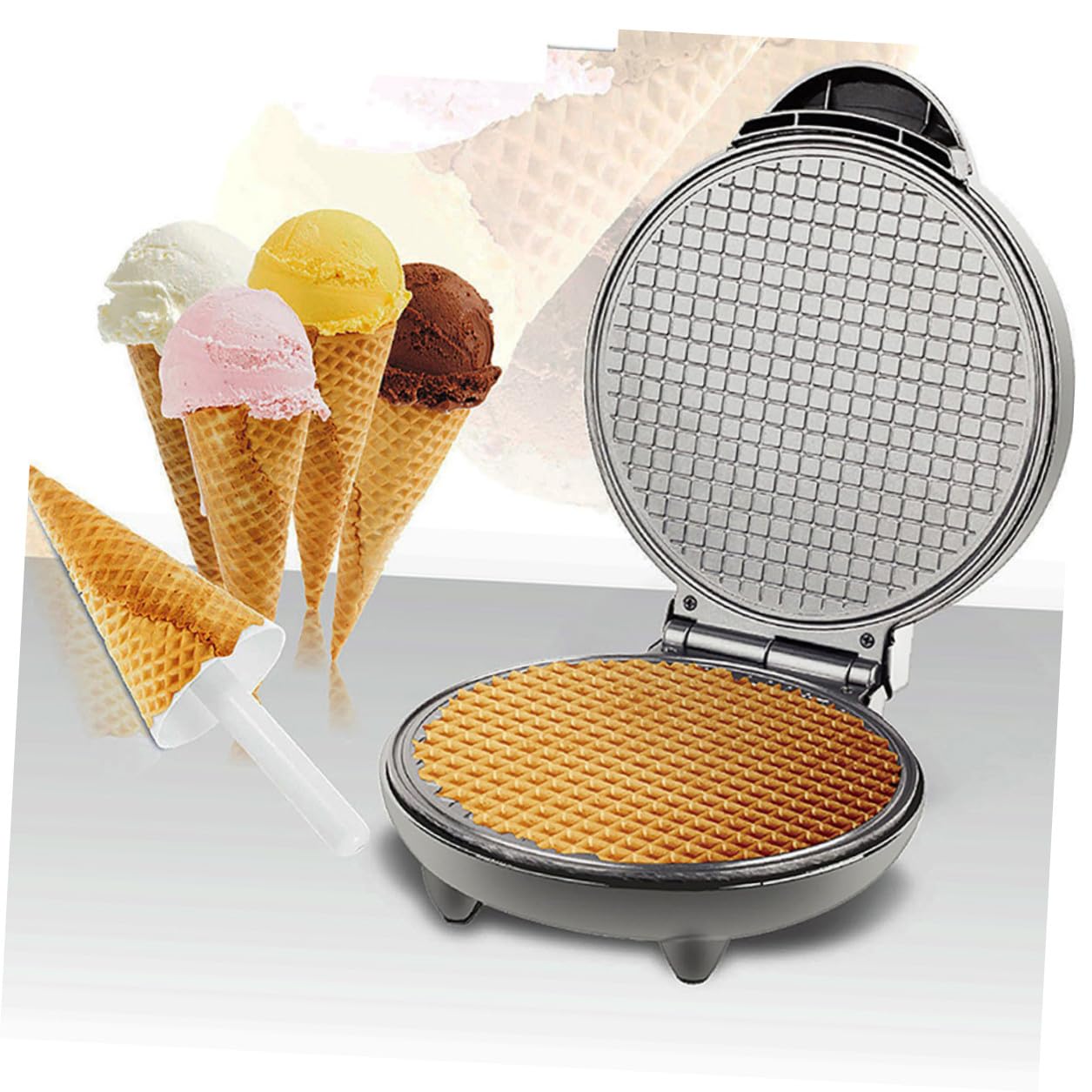GALPADA Máquina Eléctrica para Hacer Barquillos y Crepes Antiadherente con Base Antideslizante para Uso Doméstico Cocina y Comedor Compacto y Fácil de Operar