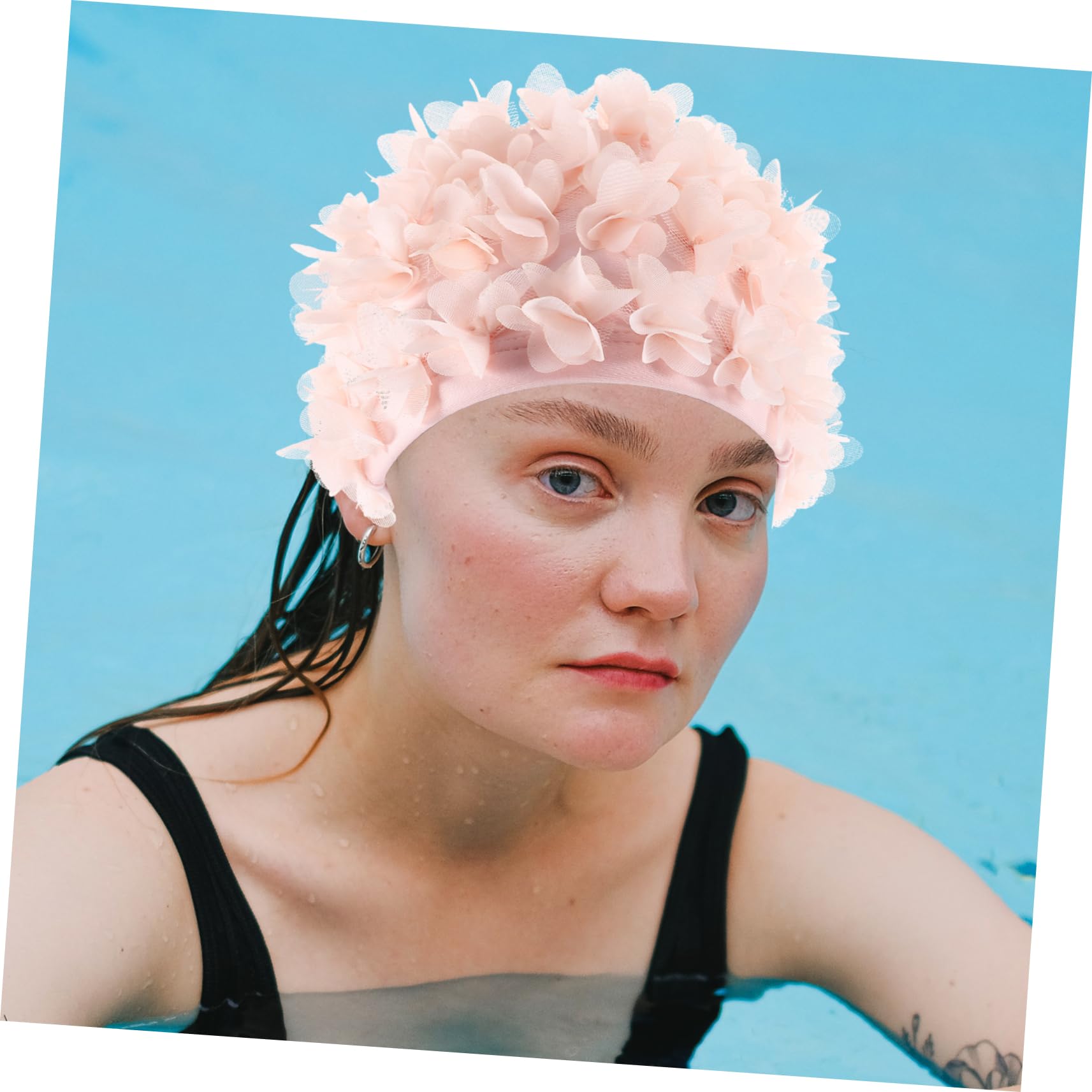 Anneome 2 pièces Bonnet de Natation Floral pour Femmes Lot de Élastique Protection Cheveux Confortable et pour Piscine Été