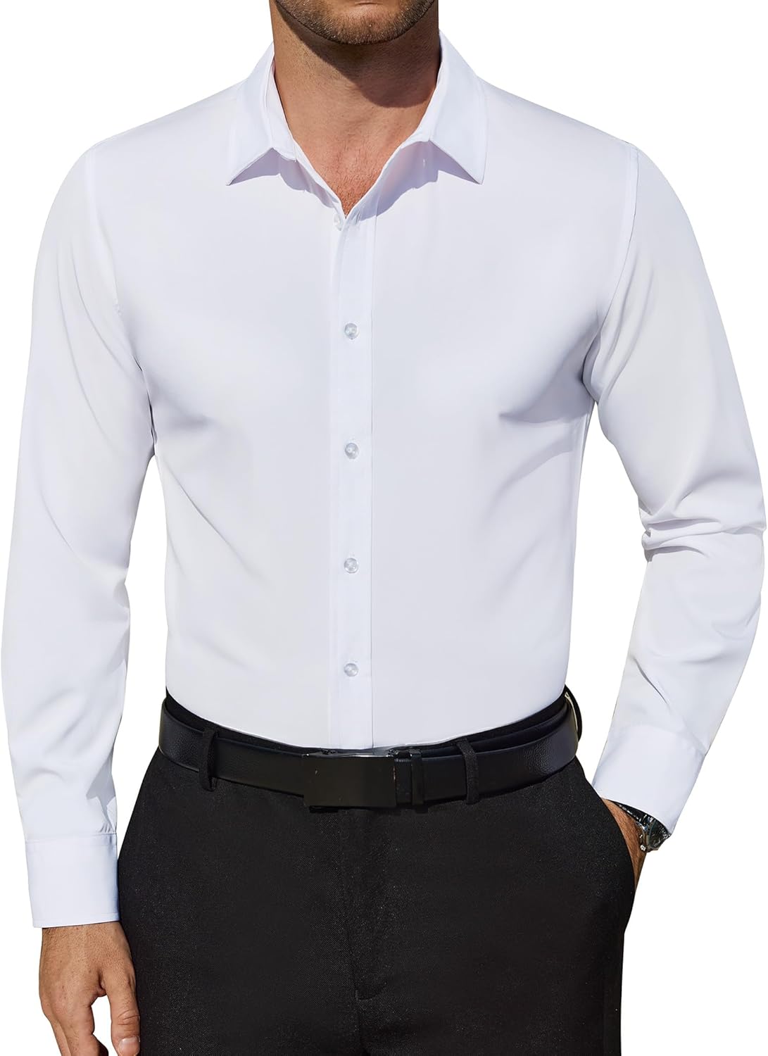 Lion Nardo Slim Fit Dress Shirts for Men Stretch Stain Proof Long Sleeve Wrinkle Free Button Down Shirt Business Formal Shirt