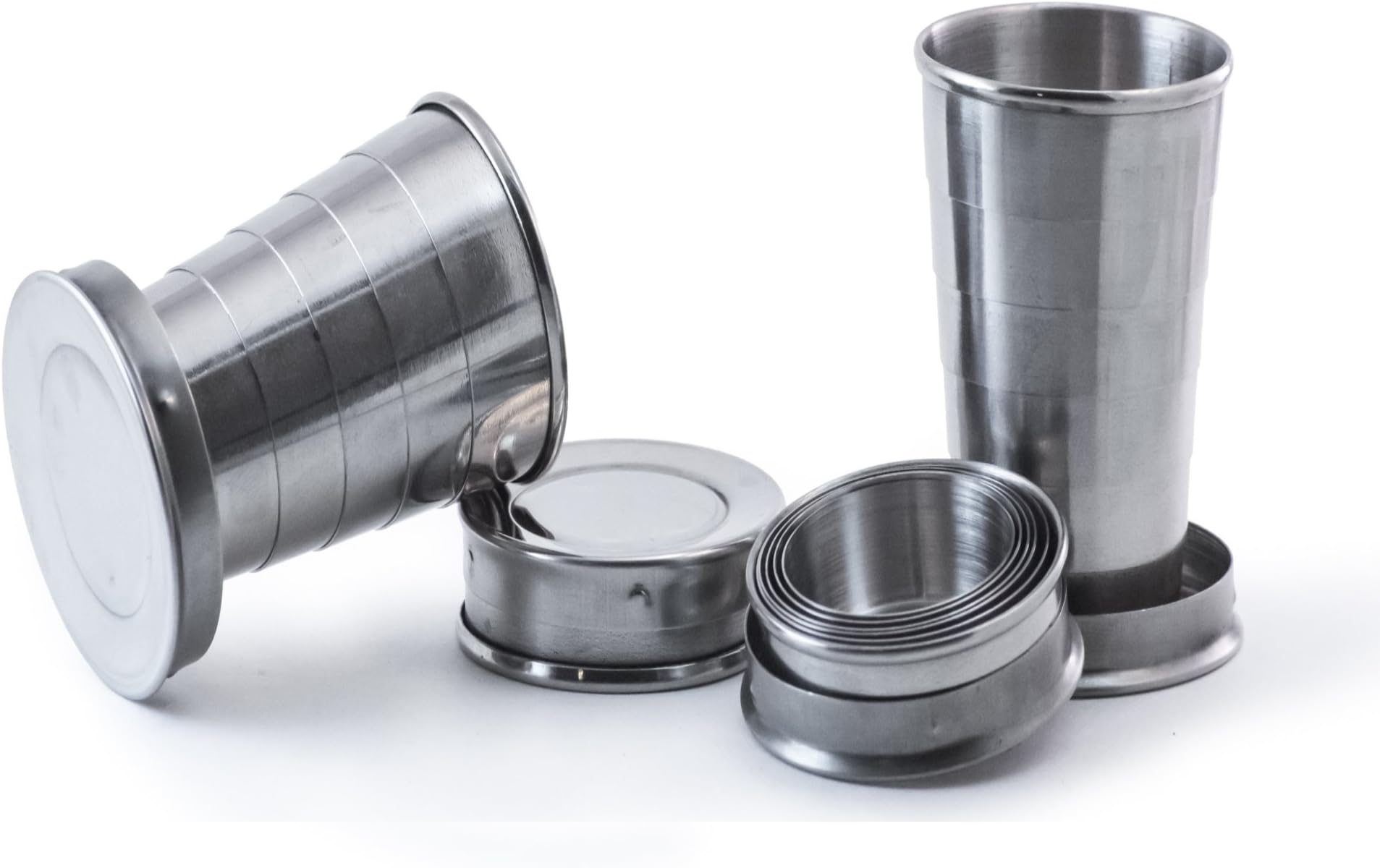 Perfect Pregame Collapsible Shot Glass Set - 4 Pack Stainless Steel Shot Glasses - Expandable Shot Glass Set, Cool Drinking Accessories - 2.5 Fluid Oz Each - NO LIDS
