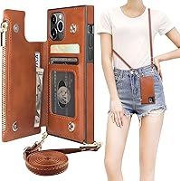 Vista 13 de Bocasal Funda tipo cartera cruzada para iPhone 11 Pro con tarjetero, protector de ranura para tarjetas con cremallera, a prueba de golpes, con Rojo