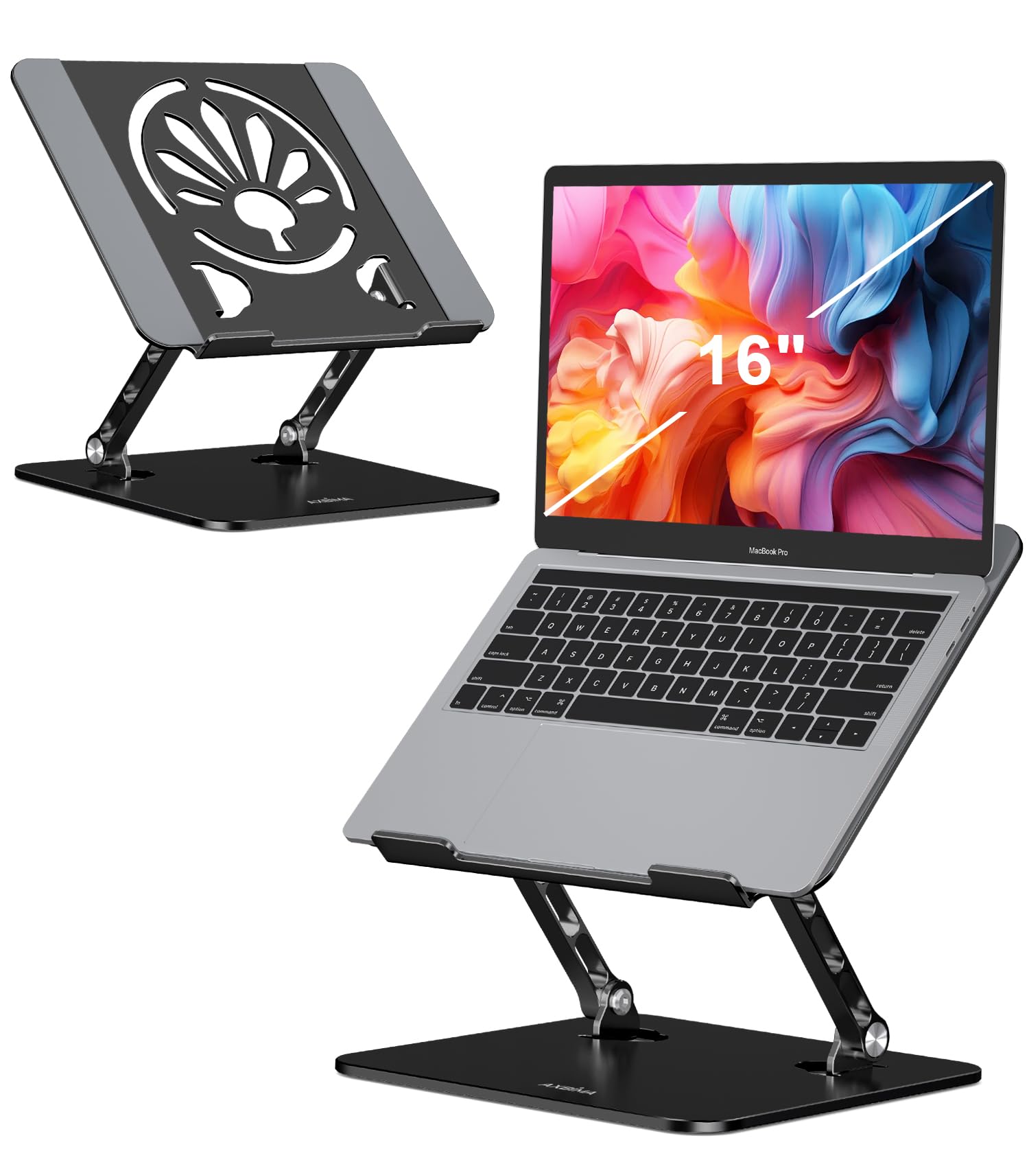 Axbima Adjustable Aluminum Laptop Stand for Desk, Ergonomic Riser, Black