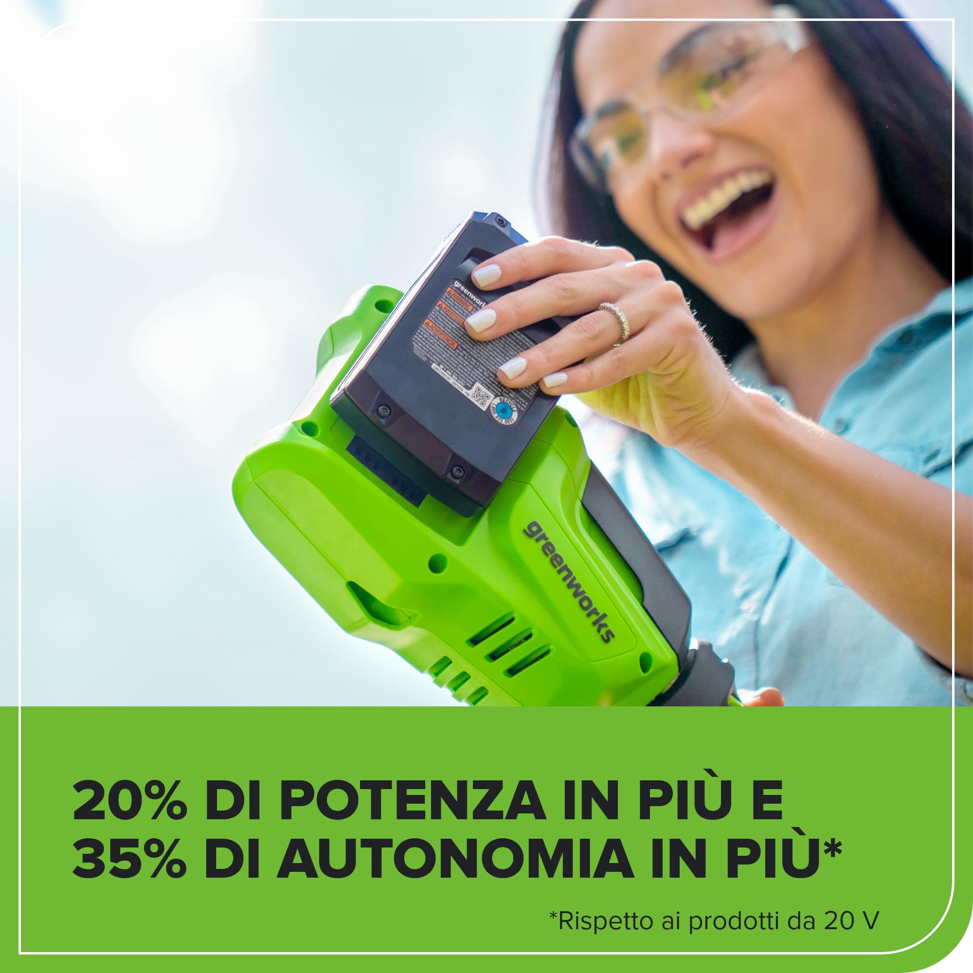 Greenworks Batteria da 24V 2Ah - Potente Batteria agli Ioni di Litio da 24V Originale Greenworks, Design Leggero con Indicatore LED dello Stato di Carica a 3 Livelli, Garanzia 2 Anni - G24B2