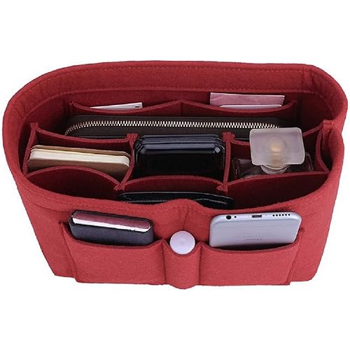 ZTUJO Purse Organizer Insert, Felt Bag Organizer For Handbag, 13 Colors, 6 Sizes (Slender Large, Red)