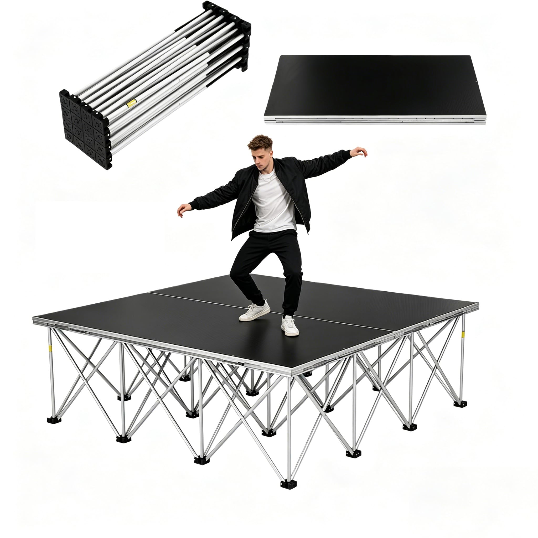 4x4FT Portable Stage Platform, 48'' L*16''H Foldable Performance Dec