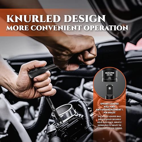 Miniatura 6 de SUZUME Juego de llaves de impacto de 3/8, acero Cr-V, 6 puntas, accionamiento de 3/8", 50 piezas métricas estándar (8-22mm) y SAE (5/16-pulgadas a