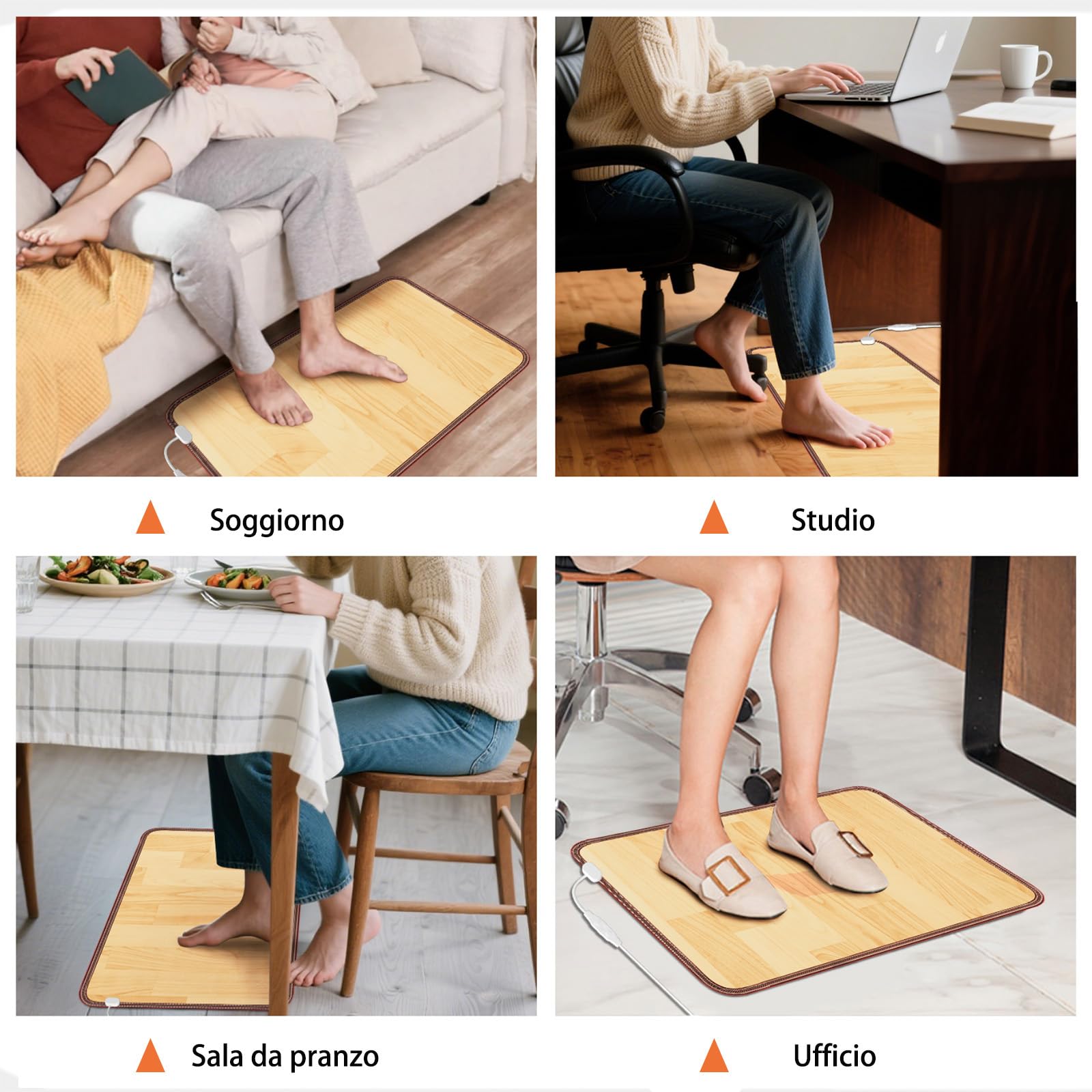 Scaldapiedi Elettrico NujorWarm, Tappetino Riscaldante da Sotto la Scrivania con 10 Livelli di Calore e Timer, Tappeto Riscaldante a Risparmio Energetico per Ufficio, Casa, Studio 220V 120W 47x67cm DQ