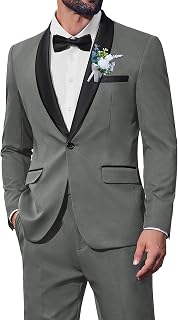 Mens Tuxedo Suit Set Slim Fit 2 Piece Dress Suit Shawl Lapel Tuxedo Jacket Pants for Wedding Dinner Prom Party