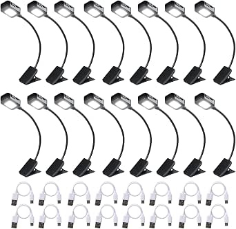 Rechargeable Book Lights for Reading - 16 Pack Clip-On Small Book Lights, Portable and Eye-Friendly