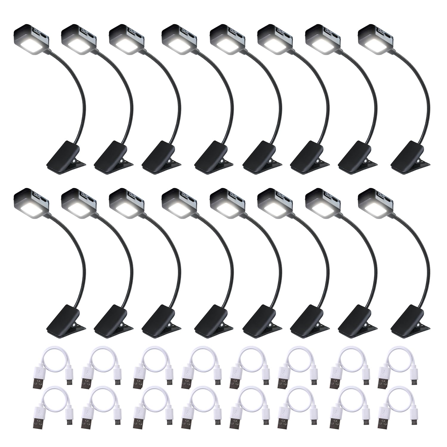 KunHe Rechargeable Book Light Bulk Clip-On Reading Lights for Books in Bed, Multi Pack Mini Booklights for Kids Book Lovers Bulk Gifts for Mens Dads 16 Pack