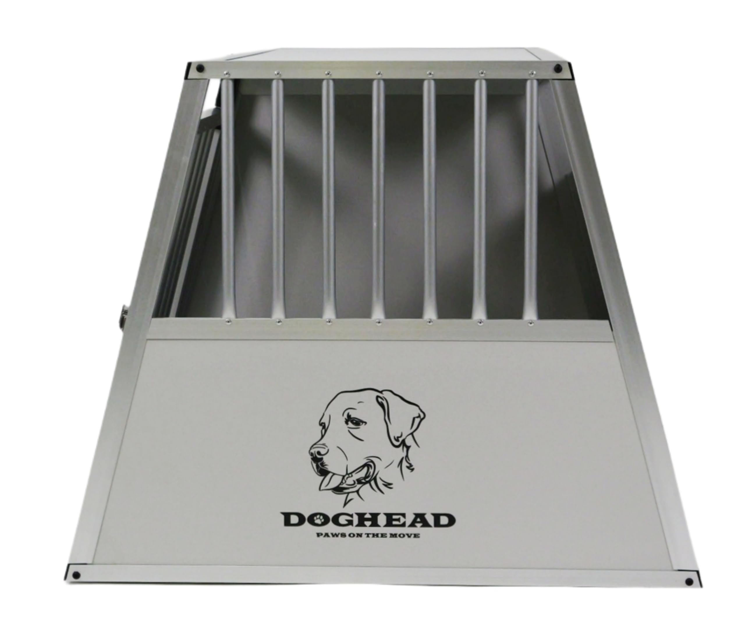 DOGHEAD Hundetransportbox Comfort, Double 97x85x69 cm DG, Schwarz, Aluminium, Beidseitig Abgeschrägt 75°, Trennwand mit Griff, Keine Kombibox