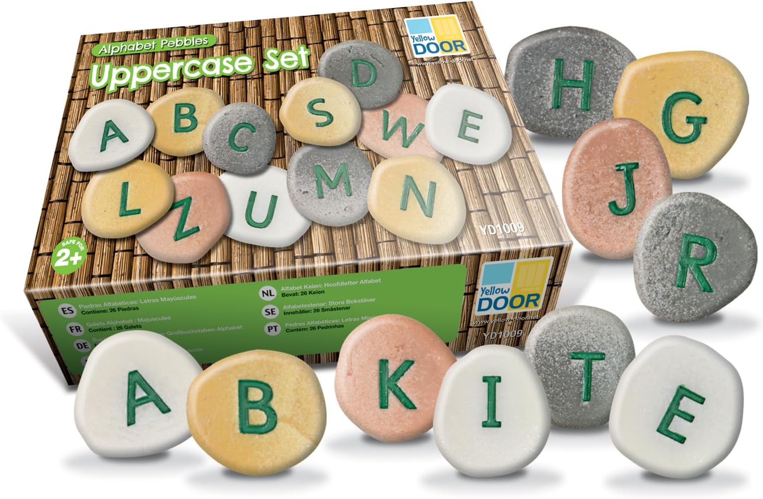 Yellow Door YD-9 Uppercase Alphabet Learning Pebbles for Kids, Kindergarten Grade to 3 Grade, 5 H, 3 L, W