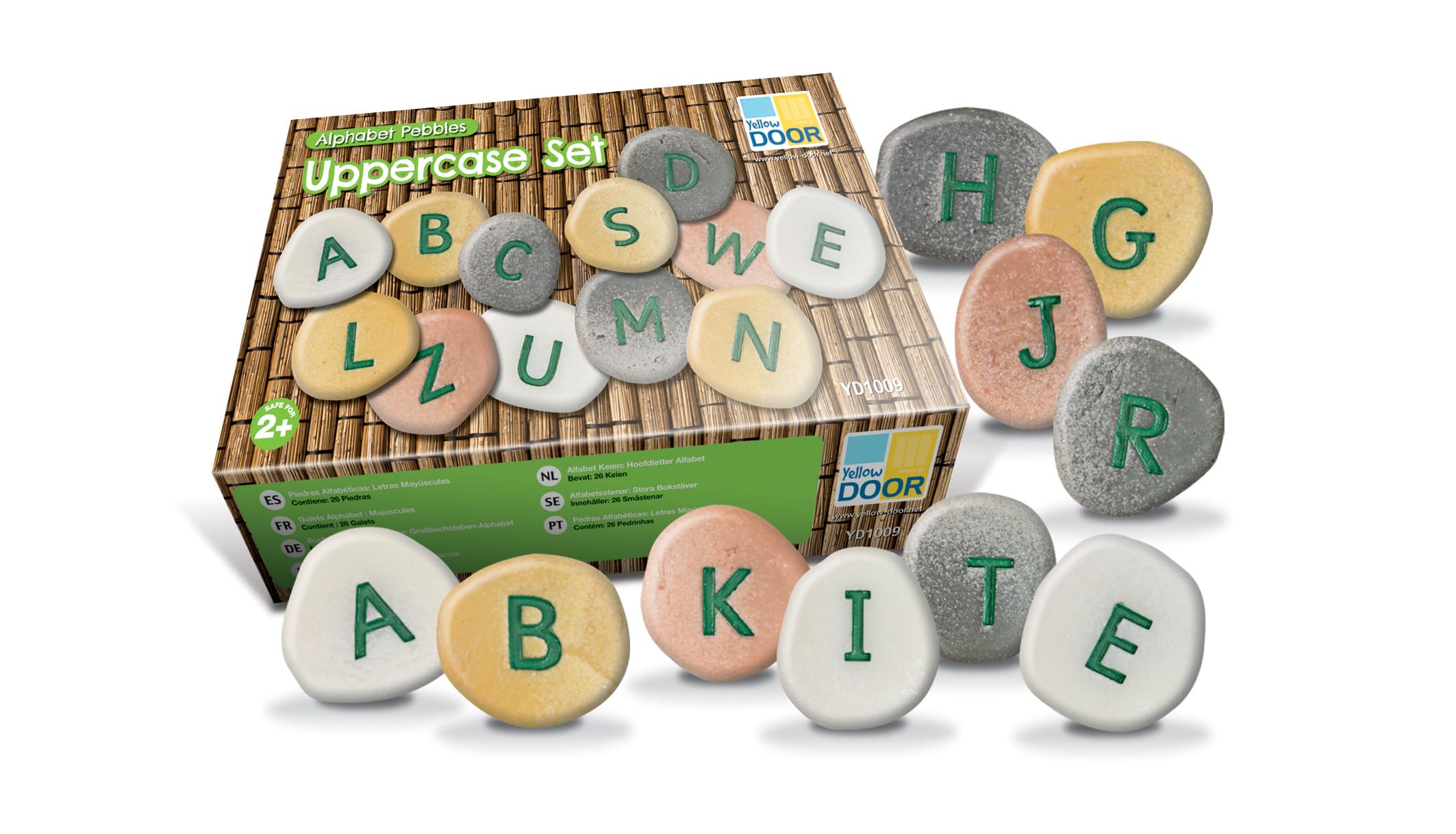 Yellow Door YD-9 Uppercase Alphabet Learning Pebbles for Kids, Kindergarten Grade to 3 Grade, 5 H, 3 L, W