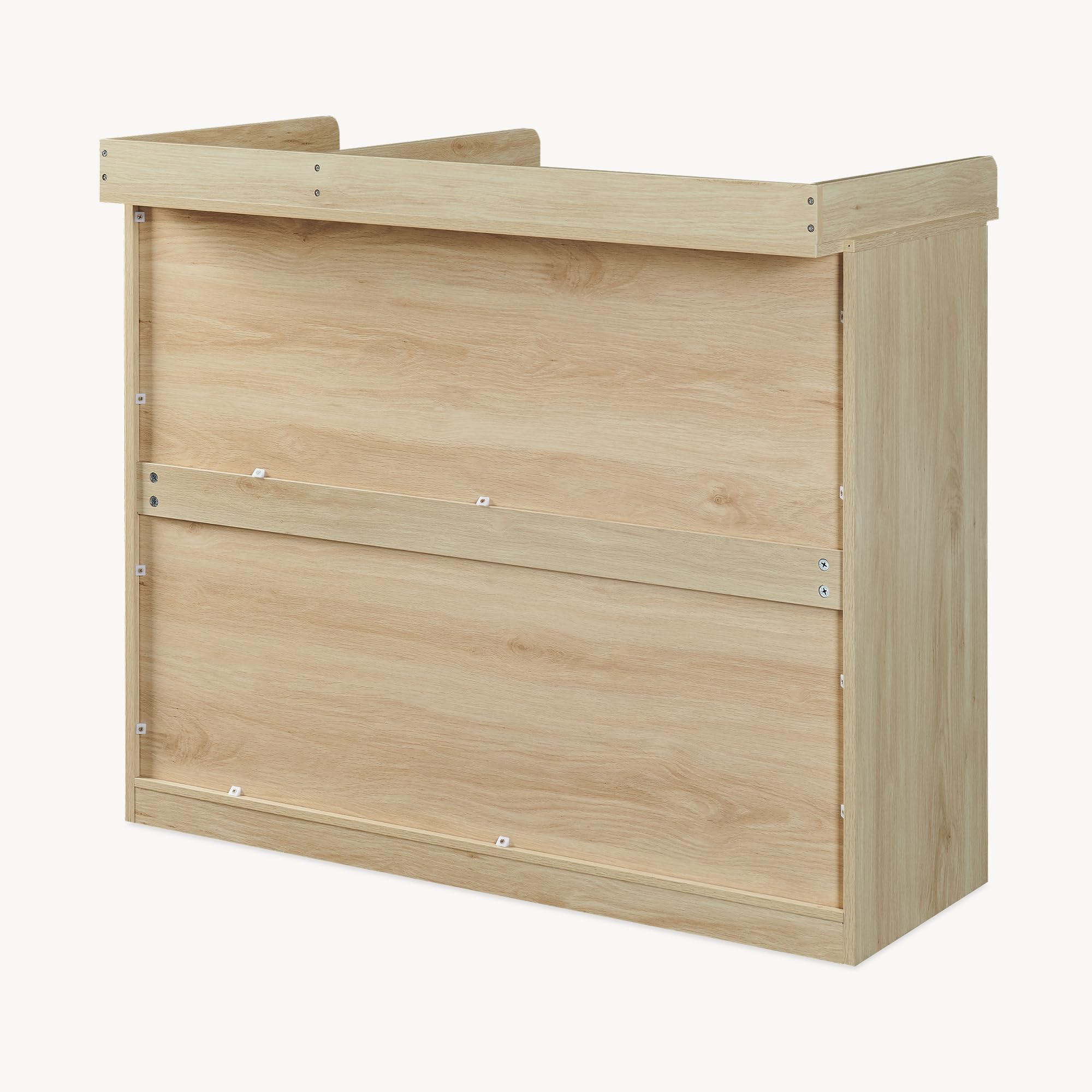 Wickelkommode Beldinupp Wickeltisch 3 Schubladen 3 Regalfächer 93 x 110 x 55 cm Eicheoptik Weiß