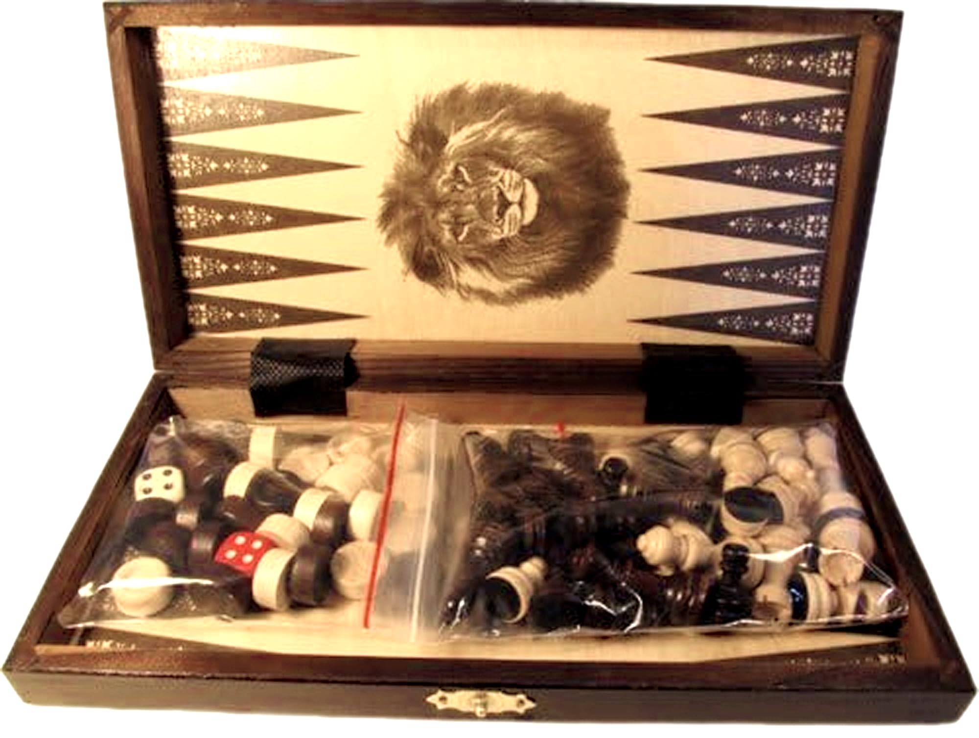 ChessEbook Multifunctionele speelset 3-in-1: schaakspel dame backgammon van hout 40 x 40 cm - inklapbaar - bordspel - denkspel - handwerk
