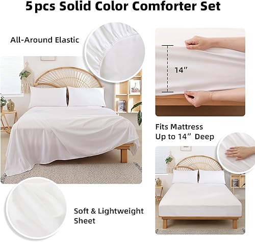 Miniatura 6 de Juego de edredón de 5 piezas  Juego de edredón de microfibra terracota para mujer  Juego de edredón reversible ultrasuave para todas las estaciones