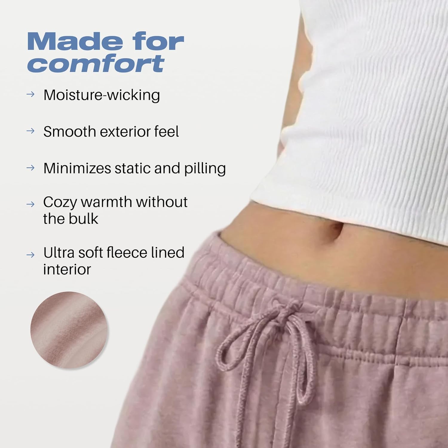 Common Stitch 3 Pack Fleece Joggers for Women — Deep Pockets, Slim Fit, Elastic Drawstring Waist