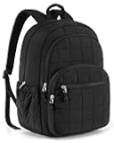 BAGSMART College Laptop Backpack, Travel Backpack for Women, Quilted Casual Daypack, Water-Resistant Bookbag for 15.6 Inch Laptop, Black