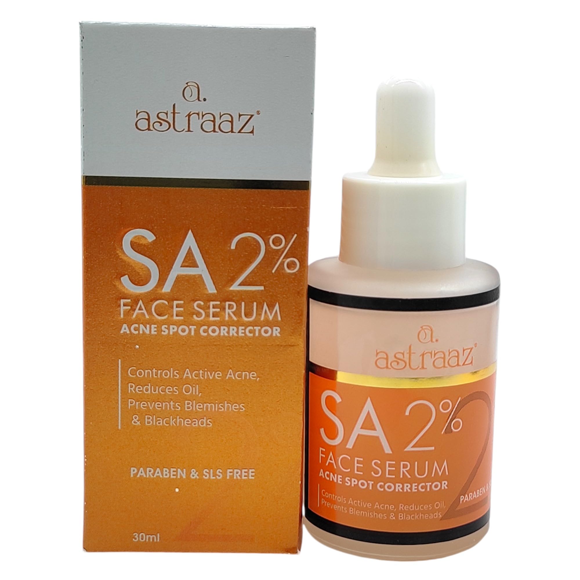 Astraaz SA 2% Face Serum with Salicylic Acid + Aloe Vera | Acne Spot Corrector | Reduces Bumpy Texture Blackheads, Blemishes | Clears Clogged Pores | For Acne-Prone, Oily Skin | For Men, Women 30ml