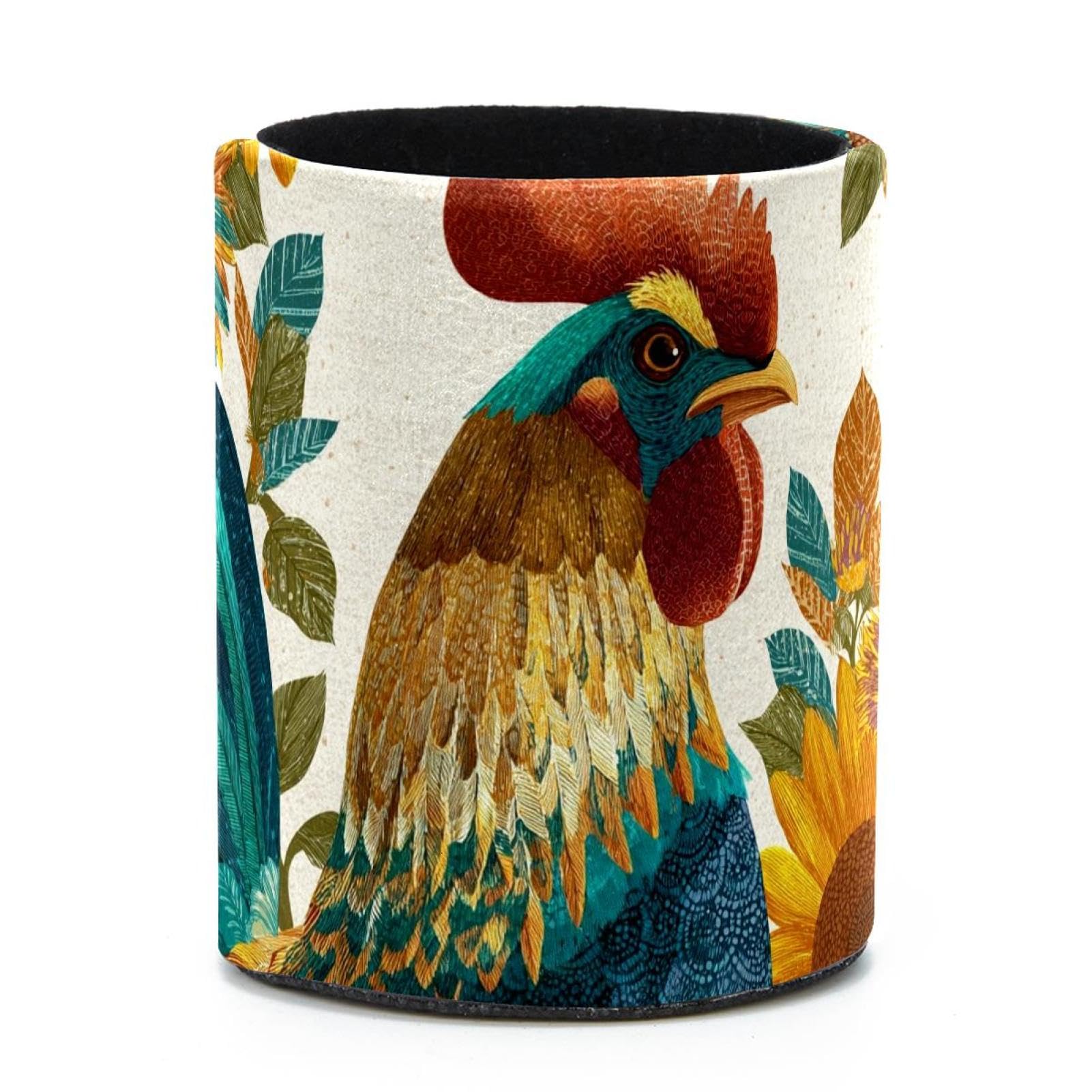 VAPOKF Round Pencil Holders for Desk, Rooster Pen Holders Pen Pot Makeup Brushes Storage Desktop Stationery Supplies Organiser for Home Office