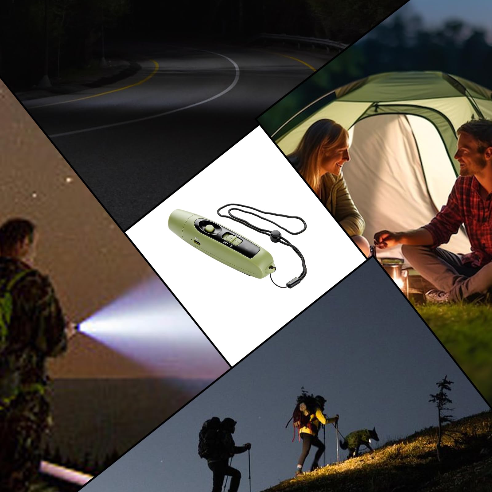 Elektronische Pfeife mit LED, 3 Töne & 2 Lichtmodi, USB-aufladbare Schiedsrichterpfeife, Laute Signalpfeife für Trainer, Polizei, Lehrer & Outdoor (Grün)