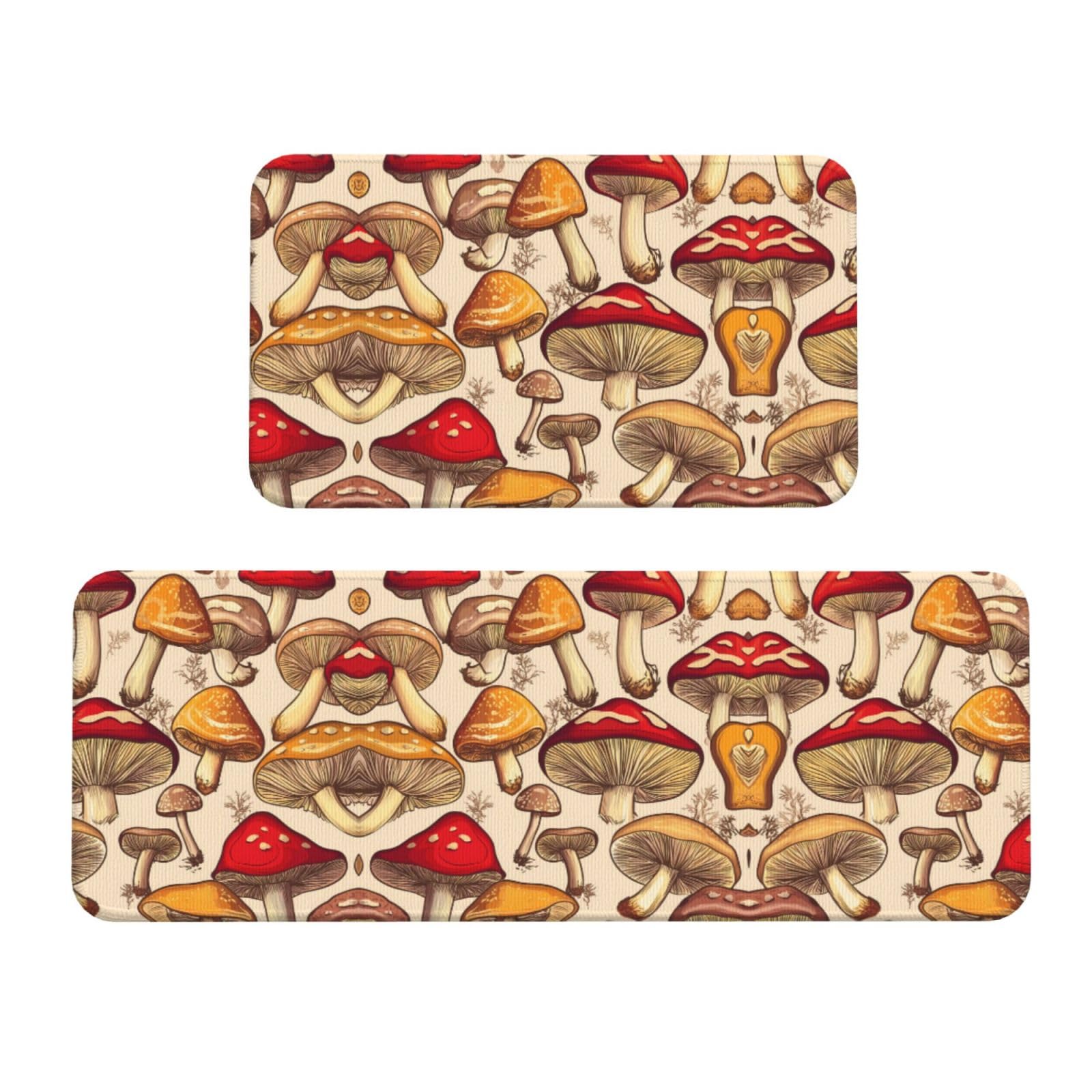Alfombrillas de cocina con estampado de hongos para decoración transitable de interiores