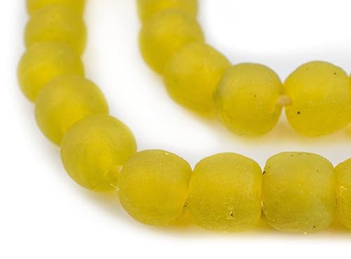 The Bead Chest Corn Yellow Recycled Glass Beads 14mm Ghana