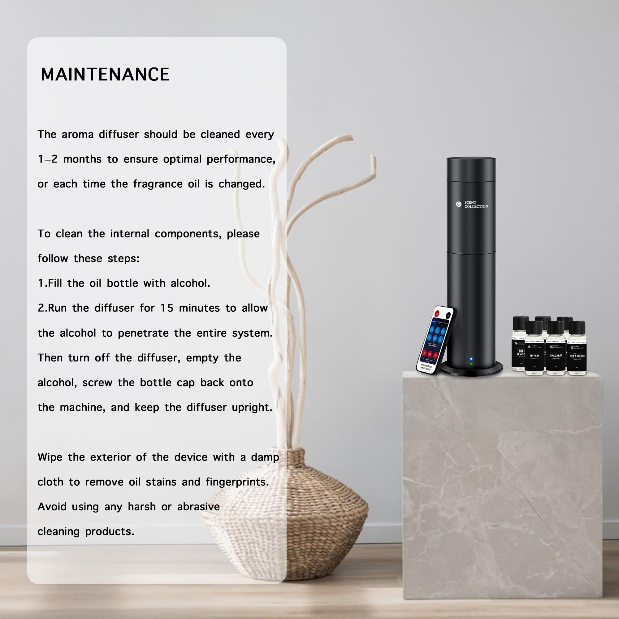 Difusor de aroma sin agua para hotel, difusor de aceite esencial con 6 aromas de hotel, aromaterapia, nebulizante, sin bloqueo, difusor de botella de aceite cubre hasta 700 pies cuadrados, máquina de