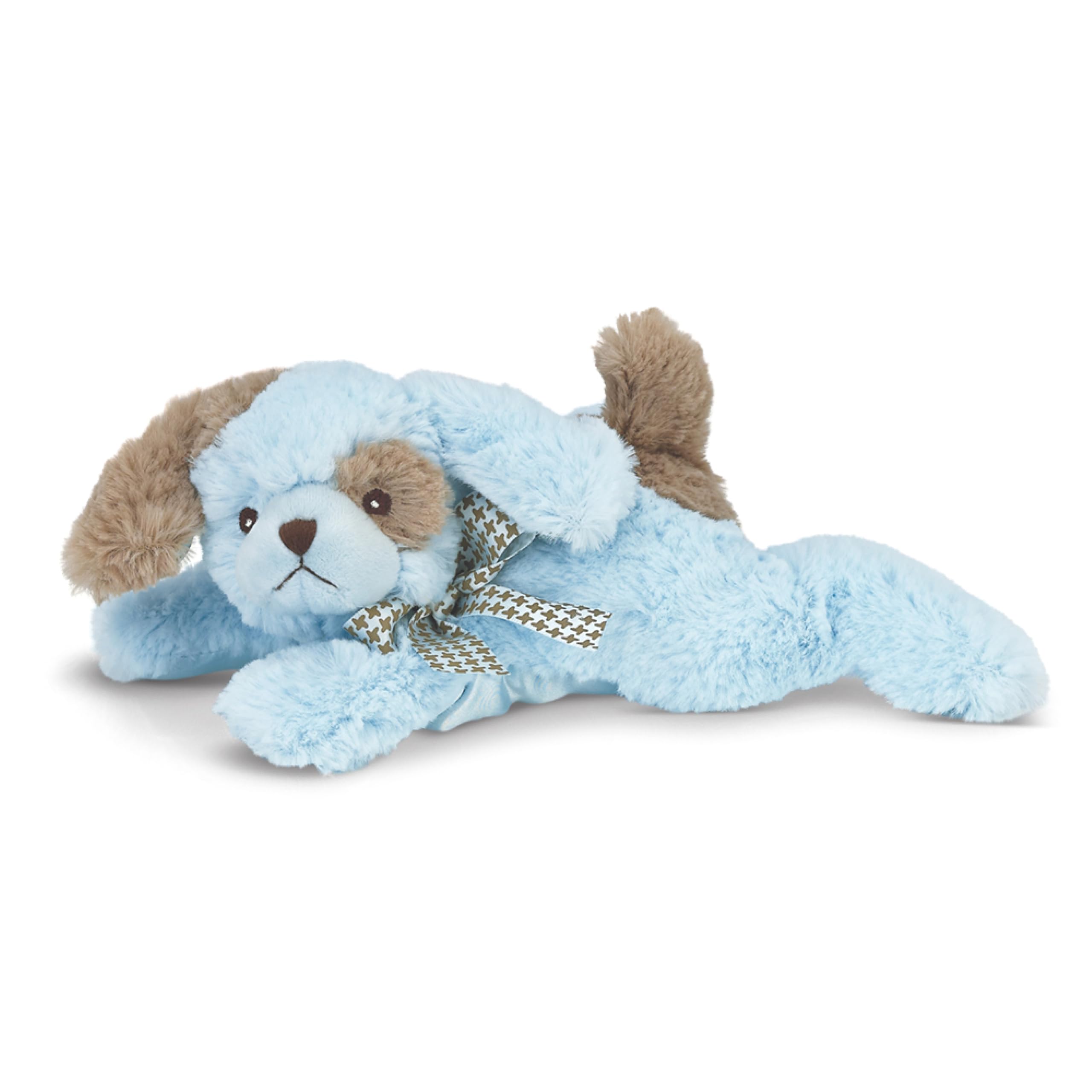 Bearington Baby Lil' Waggles Plush Stuffed Animal Blue Puppy with Rattle, 8 inches - Baby Plush