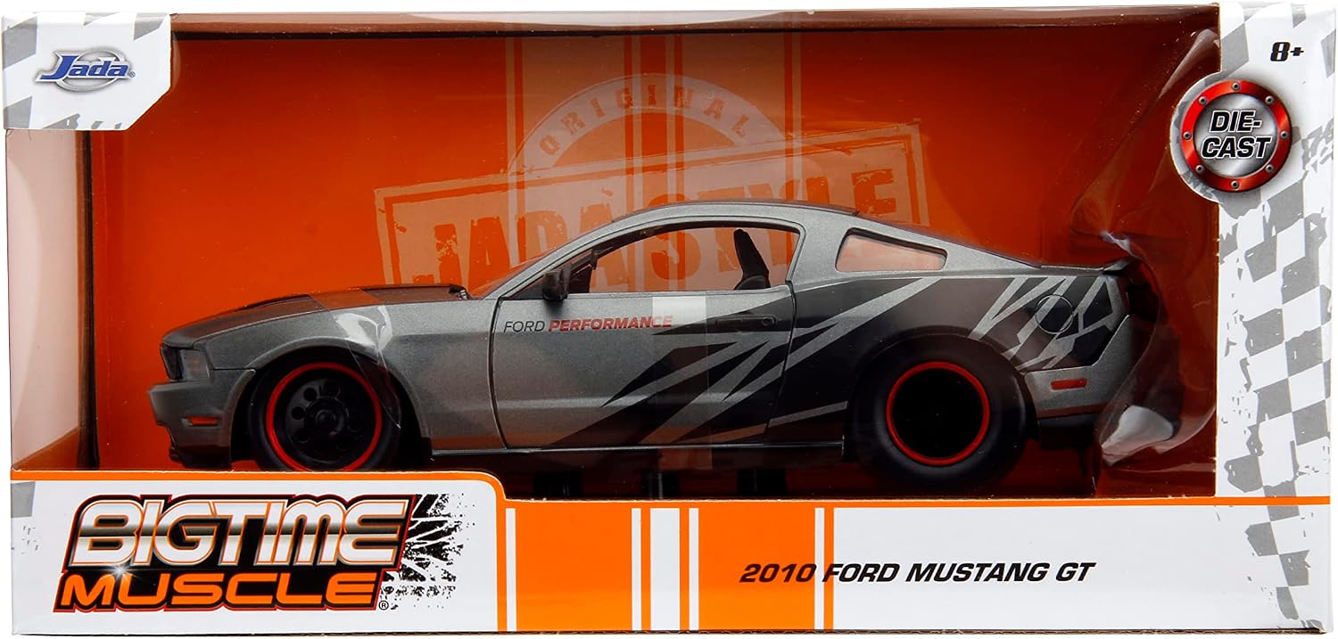Jada Big Time Muscle 1:24 2010 Ford Mustang GT Die-Cast Car, Toys for Kids and Adults(Charcoal Grey)